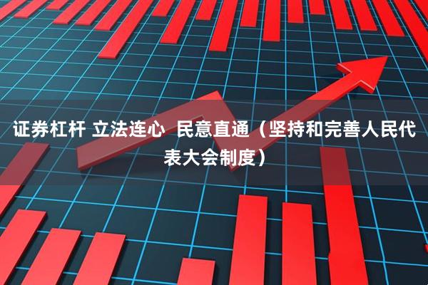 证券杠杆 立法连心  民意直通（坚持和完善人民代表大会制度）